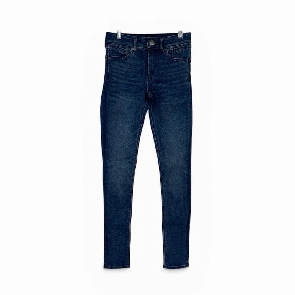 Express‎ Denim Perfect Lift Mid Rise Ankle Legging Size 0 Regular Medium Wash